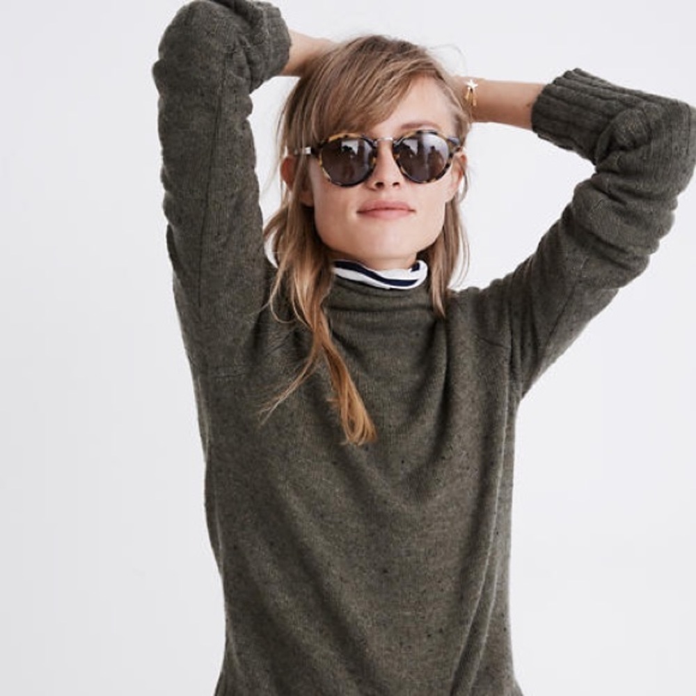 [Madewell] Olive Green Knit Turtleneck Sweater